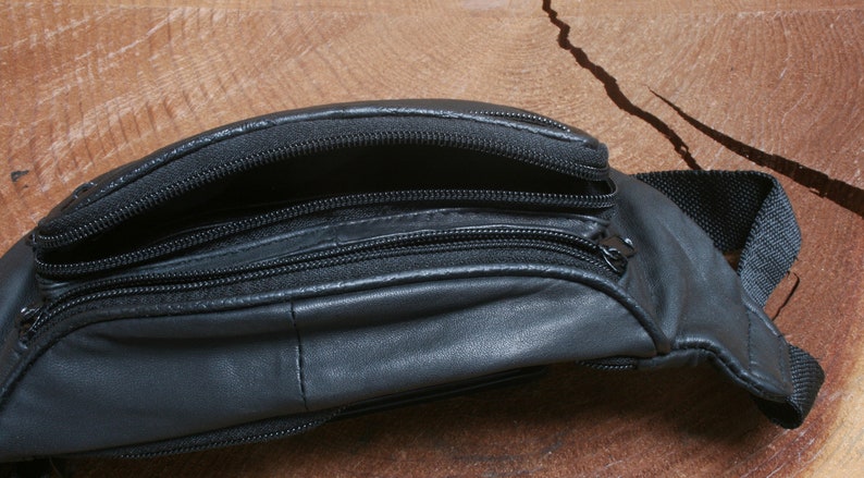 Forklift Black Leather Fanny Pack Adjustable Travel Bum Bag Festival Gift 560