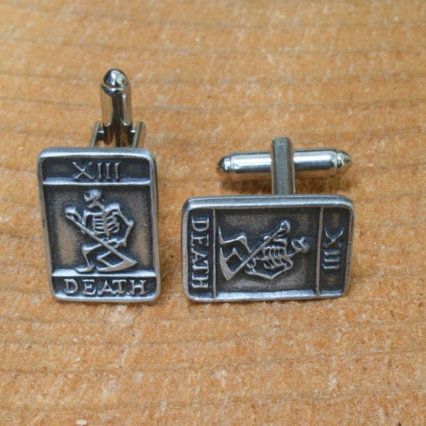 Death Tarot Card Cufflinks Pewter UK Handmade Fathers Day Gift 502 cu