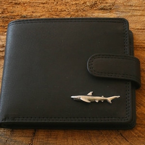 Shark KR Leder Geldbörse Braun oder Schwarz Leder Sea Life Vatertag Vatertag Geschenk 319 wch