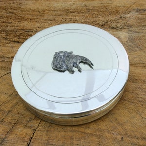 Game Shooting Pewter Jewellery Trinket Round English Pill Box Cartridge Labrador Spaniel Father's Day Gift ppb