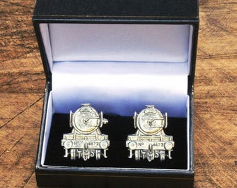 Flying Scotsman Cufflinks Pewter UK Handmade Train Driver Fathers Day Gift 134 cu