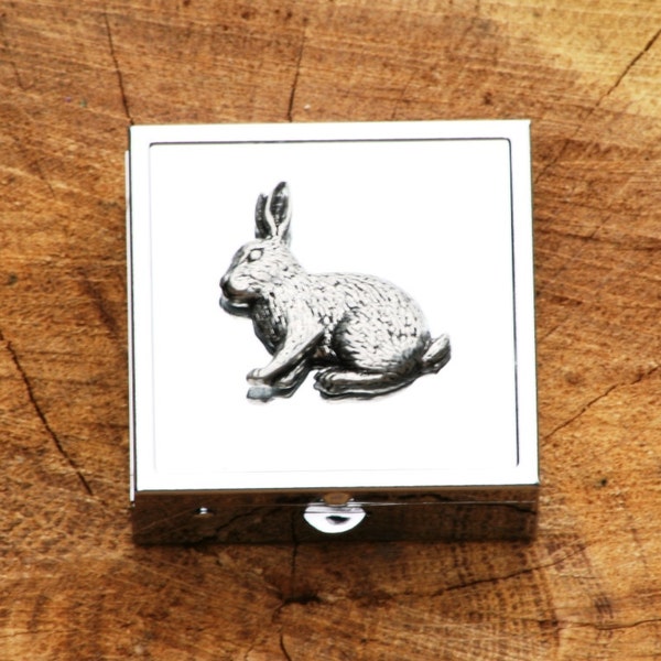 Bunny Rabbit Pill Mint Trinket Box Mirror Ladies Fathers Day Gift pb