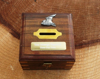 Pipistrelle Bat Money Box Chest With FREE engraving Fathers Day Gift Gift 23 mb