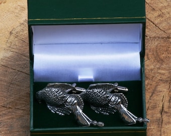 Hawk On Glove Cufflinks Pewter UK Handmade Fathers Day Gift cu