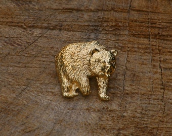 Grizzly Bear Gold Plated Pin Lapel Badge Hunting Fathers Day Gift 026