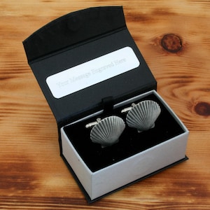 Scallop Cufflinks Pewter UK Handmade Seaside Father&#39;s Day Gift