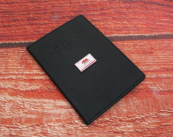 USA State Flags Real Leather Passport Case Black RFID Travel Case American States Christmas Gift Personalised Initials