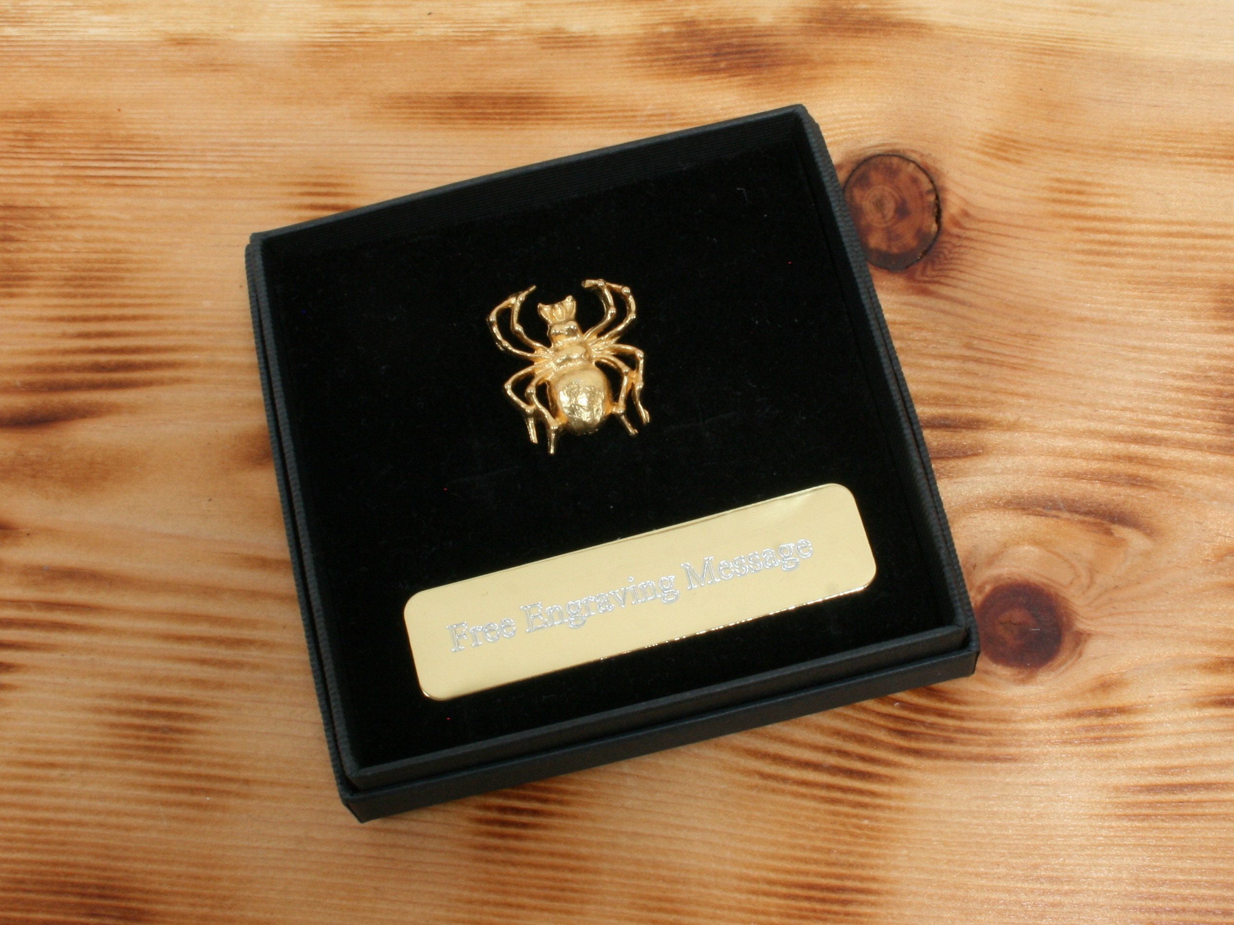Spider Gold Plated Pewter Pin Lapel Badge Tarantula Arachnid Birthday Gift Custom