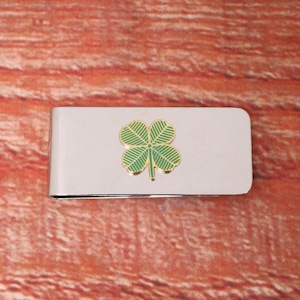 Fermasoldi con icone irlandesi in metallo, da uomo, con trifoglio inciso, arpa celtica, fantino, regalo per la festa del papà.