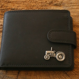 Cartera de cuero para tractor, color marrón o negro, para agricultura, regalo para el día del padre, 375 wch
