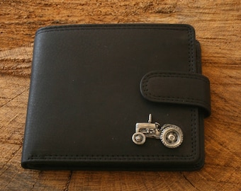 Tractor Leather Wallet Brown or Black Leather Farming Secret Santa Gift 375 wch