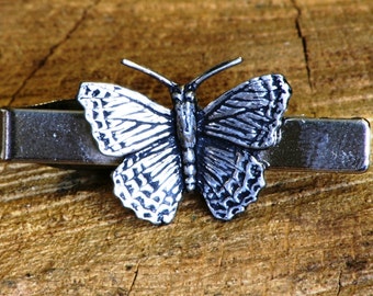 Mariposa Tie Clip Tack Slide Bar Reino Unido hecho a mano peltre manchado regalo del Día del Padre 052 ti