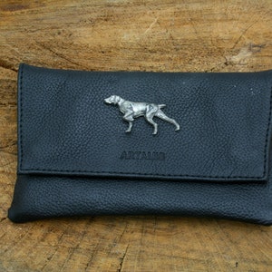 Haushalt Hunde Leder Tabakbeutel Hand Drehtabak Schwarz Etui Spaniel Staffy Bulldog Vatertag Geschenk tp