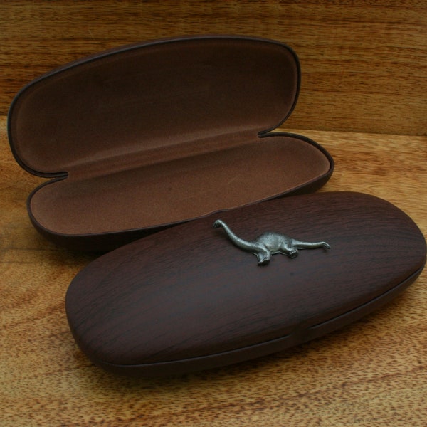 Custodia per occhiali con dinosauri Custodia rigida effetto legno Portatile con incisione gratuita T Rex Diplodocus Stegosaurus Regalo wgc