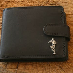 Portefeuille en cuir pour joueur de rugby en cuir marron ou noir Cadeau pour la fête des pères de rugby 306 wch