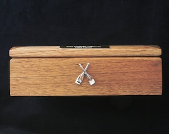 Crossed Oars Jewellery Box Oak Photo Insert 6x4 Personalised Free Engraving  Rowing Father&#39;s Day Gift 91 jb