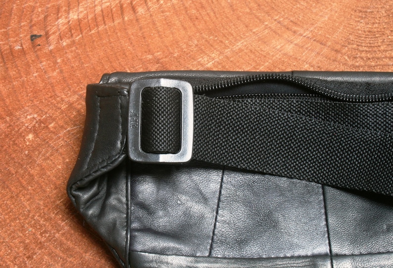 Forklift Black Leather Fanny Pack Adjustable Travel Bum Bag Festival Gift 560