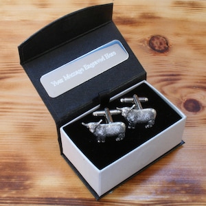 Highland Cow Cufflinks Pewter UK Handmade Nature Socttish Father&#39;s Day Gift 179 cu