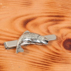Rainbow Trout Tie Clip Tack Slide UK Pewter Fishing Father&#39;s Day Gift 378 ti