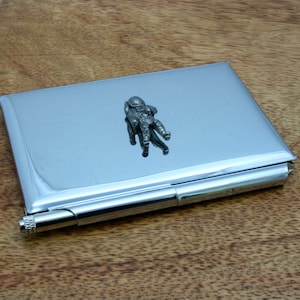 Space & Rockets metalen notitieblok memokaarthouder met gepersonaliseerde gratis gravure Shuttle Earth Saturnus Verjaardagscadeau nm