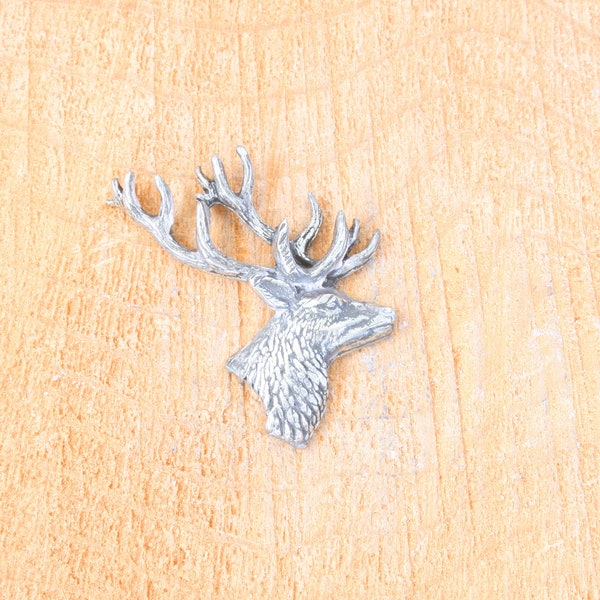 Stag Head English Pewter Pin Lapel Brooch Badge Fathers Day Gift 347 pm