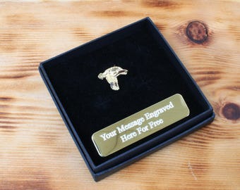 Kwartel vergulde pin revers badge spel schieten verjaardagscadeau aangepaste doos