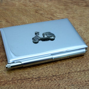 Motorräder, Motorroller & Laufräder Metall Notizblock Memo Kartenhalter mit personalisierter Gravur Lambretta Vatertagsgeschenk nenm