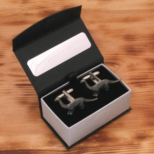 Diplodocus Cufflinks Pewter UK Handmade Dinosaur Father&#39;s Day Gift 104 cu