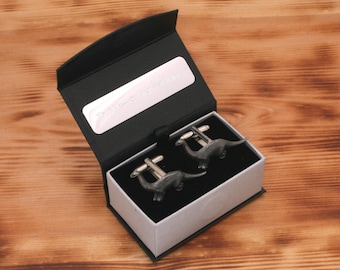 Diplodocus Cufflinks Pewter UK Handmade Dinosaur Father&#39;s Day Gift 104 cu