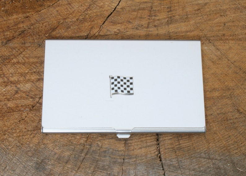 Finish Line Flag Business Credit Card Holder Gift FREE ENGRAVING Finish Line Flag Business Credit Card Holder Gift FREE ENGRAVING