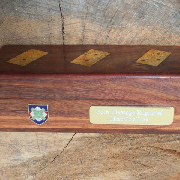 Scottish Regiments Dominoes Wood With Brass Inlays In Wooden Presentation Box Free engraving   Military Fathers Day Gift dm