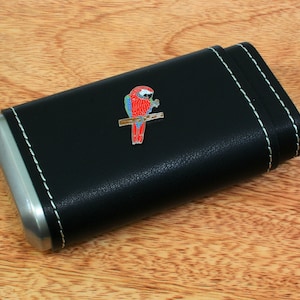 Pirates Leather Covered Cigar Tube Case Cedar Lined Ship Cannon Skull Father's Day Gift cy