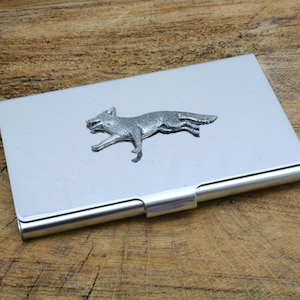 Jagd Metall Business Kreditkartenhalter mit personalisierter kostenloser Gravur Vatertagsgeschenk Pferd Fox Pointer Horn Vatertagsgeschenk mch