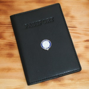Clan Crests Real Leather Passport Case Black RFID Travel Case Scottish Clan Father&#39;s Day Gift pp