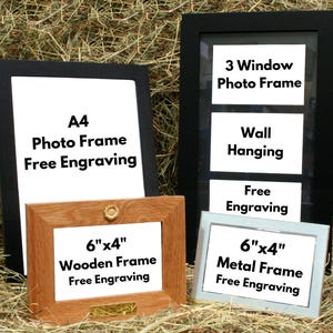 Trädgårdsskötsel och personlig tavelram i trä eller metall - 10x15 cm och A4-intygsstorlekar, vattning av solrosor, födelsedagspresent MF