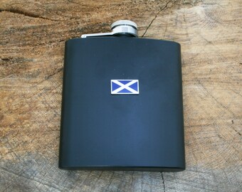 Scottish Flag Matte Black 6oz Hip Flask Personalised Free Engraving  Mens Birthday Gift 490 hf