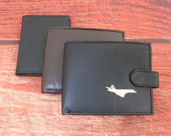 Airplanes Leather Wallet Black and Brown Or Card Holder Mens Aviation Jet Pilot Secret Santa Gift wch