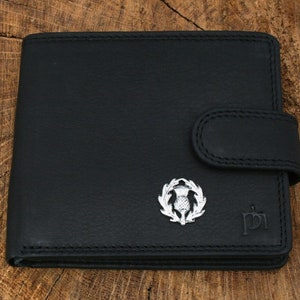 Schottische Distel Leder Geldbörse Braun oder Schwarz Leder Scottish Vatertag Vatertag Geschenk 371 wch