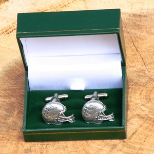 American Football Helmet Cufflinks Pewter UK Handmade Fathers Day Gift cu image 1