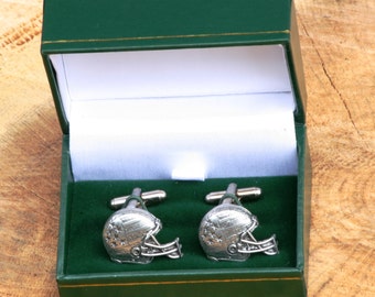 American Football Helmet Cufflinks Pewter UK Handmade Fathers Day Gift cu