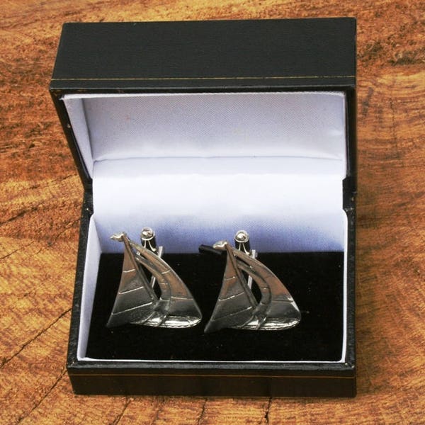 Yacht Cufflinks Pewter UK Handmade Sailing Fathers Day Gift 405 cu