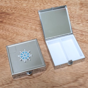 Piraten Pille Mint Trinket Box Mit Spiegel Quadrat Chinook Apache Tour Geburtstagsgeschenk pb