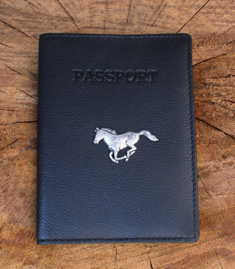 Horse Running Leather Passport Holder RFID Black Or Burgundy Etsy
