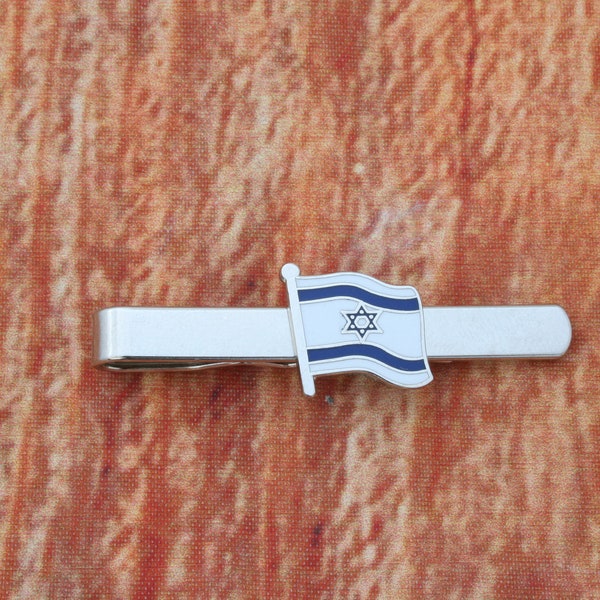 Israel Flag Tie ClipTack Slide Bar Nickle Plated UK Handmade Accessory Fathers Day Gift 605 tl