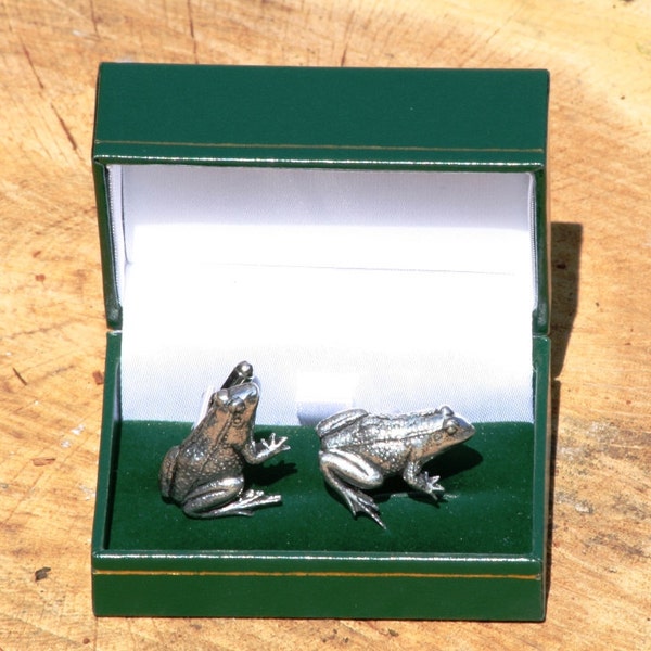 Frog Cufflinks Pewter UK Handmade Nature Fathers Day Gift 146 cu