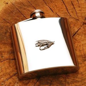 Fly Lure Hip Flask 6oz Fishing Fathers Day Gift FREE engraving 130 hf image 1