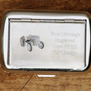 Grey Fergie Enamel Hand Rolling Tobacco Cigarette Tin Tractor FREE engraving Fathers Day Gift 164 tck image 1