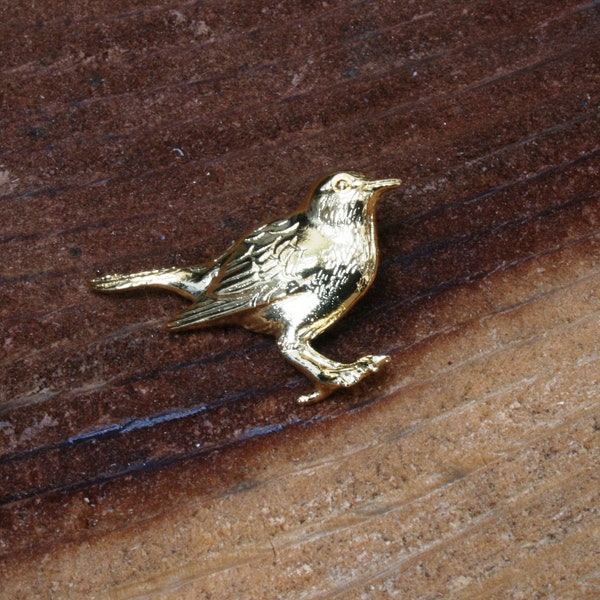 Robin Red Breast Vergulde Tinnen Pin Revers Badge / Broche Vaderdagcadeau in zakje