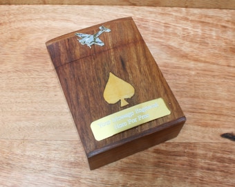 Military Planes Wooden Playing Cards Box and Playing Cards with Personalised Free Engraving Hurricane F15 Birthday Gift wcb