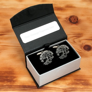 Tree Of Life Cufflinks Pewter UK Handmade Nature Mythology Father&#39;s Day Gift 515 cu
